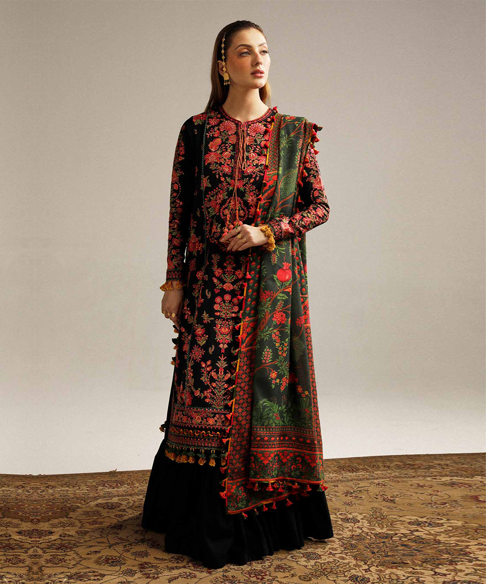 3PC Embroidered With Digital Printed Dupatta-173